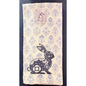 NEW Set 2 Kitchen Towels FLORAL BUNNY NAVY Bliss Studio 100% Cotton Blue & White